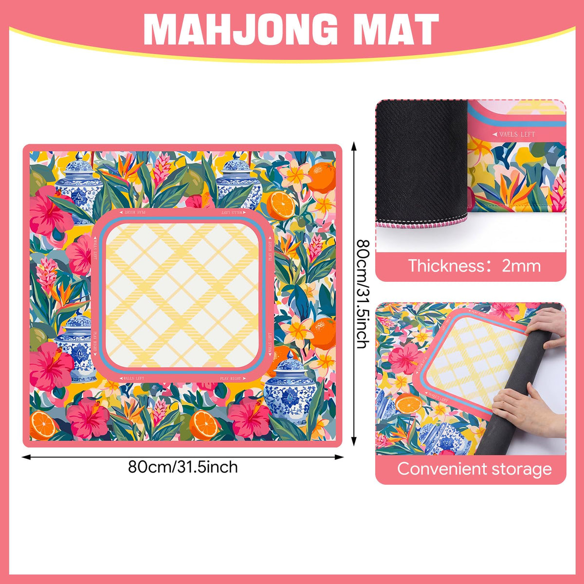 Drydiet mahjong mat with non-slip bottom keeps the surface steady during rounds.