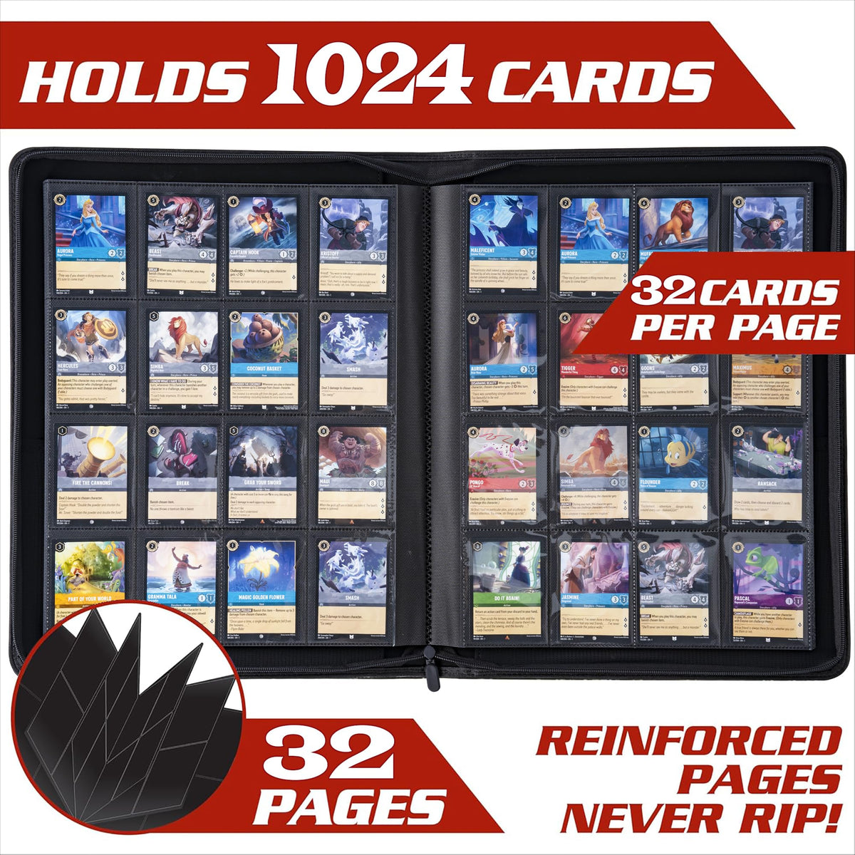 DRZERUI Lorcana binder spine design keeps pages aligned and secure