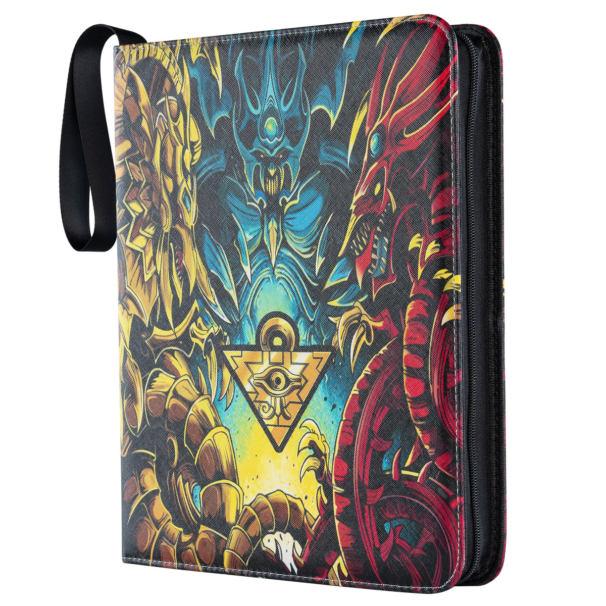 DRZERUI Yugioh card binder closed showing durable PU leather and 9-pocket layout