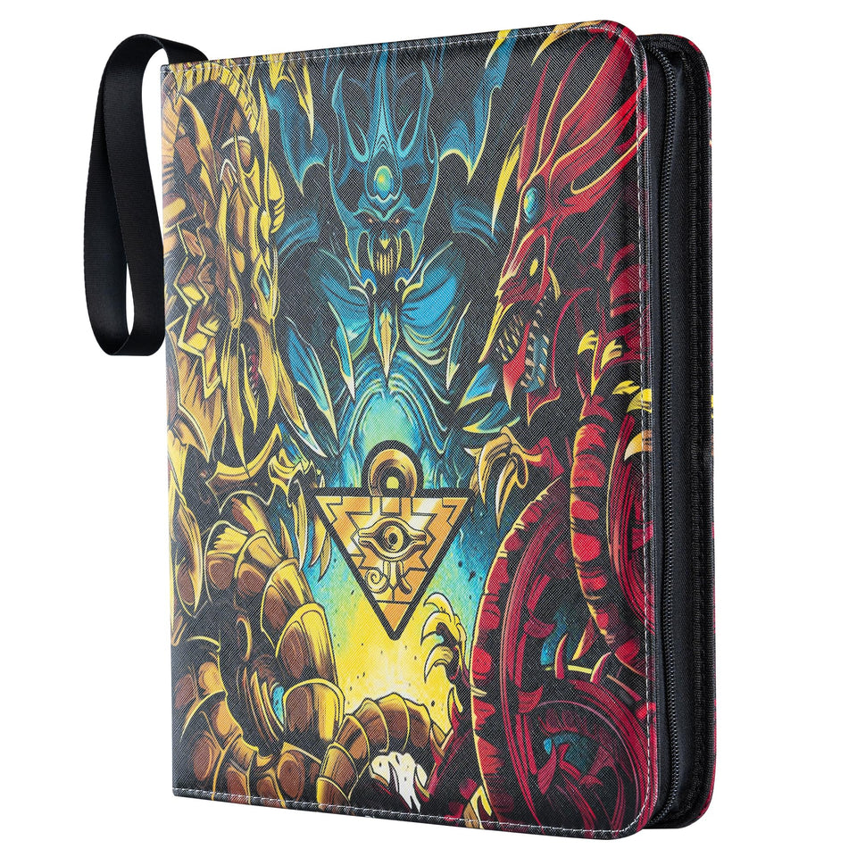 DRZERUI Yugioh card binder closed showing durable PU leather and 9-pocket layout