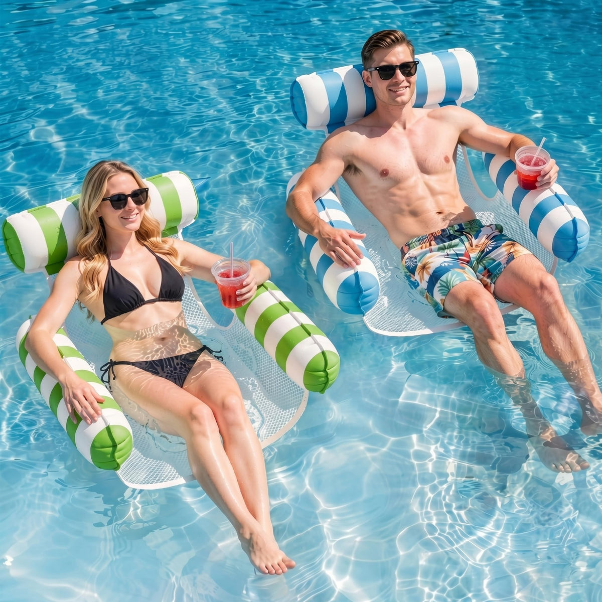 Dseezbyby 2-pack pool floats with supportive design for relaxing in pool or lake.