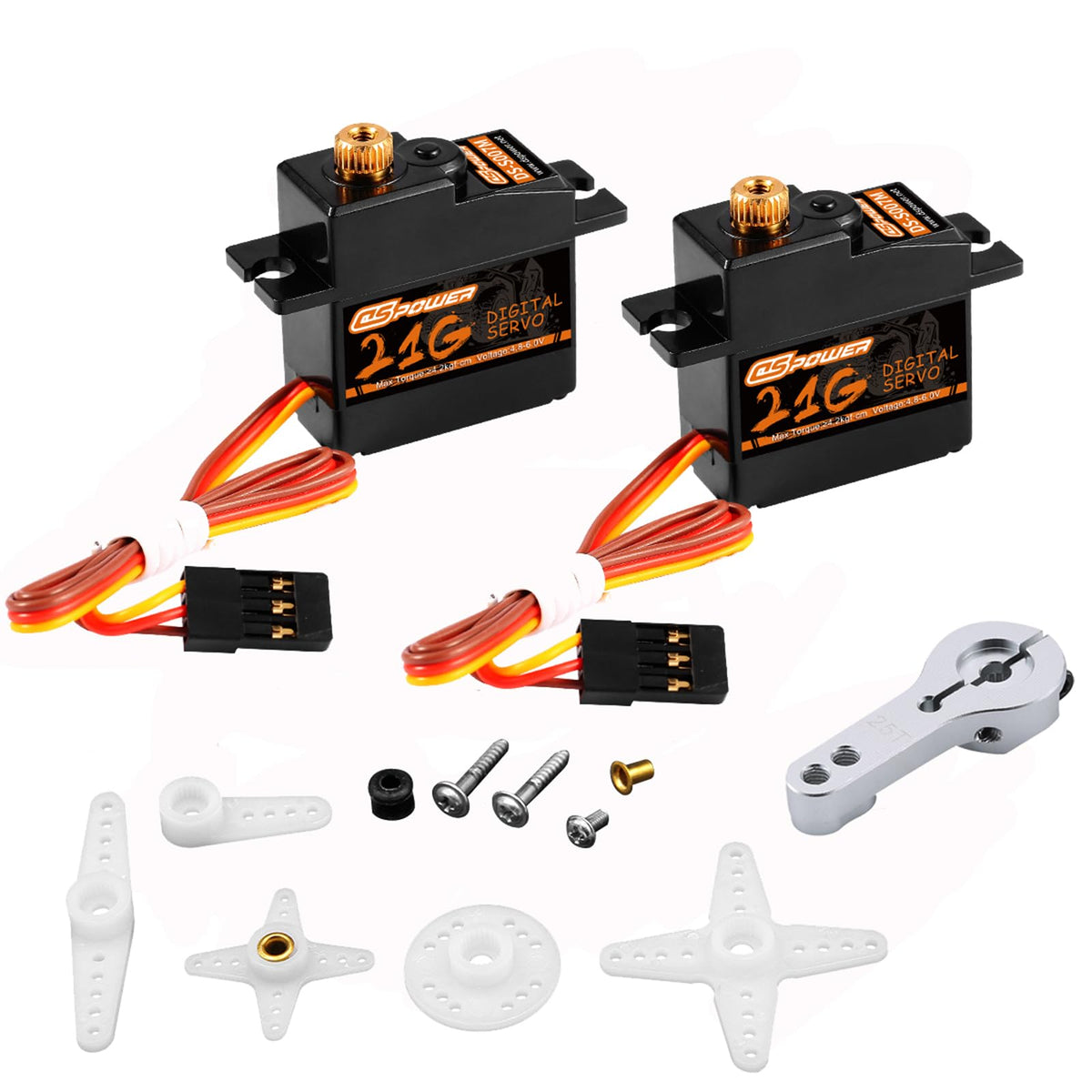 DSPOWER 21G mini servo with full metal gears for high torque in RC cars.