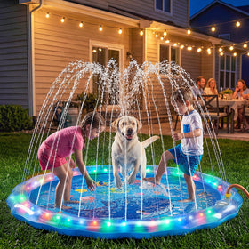 Dsquu LED glowing splash pad lighting adds colorful energy to outdoor play for kids