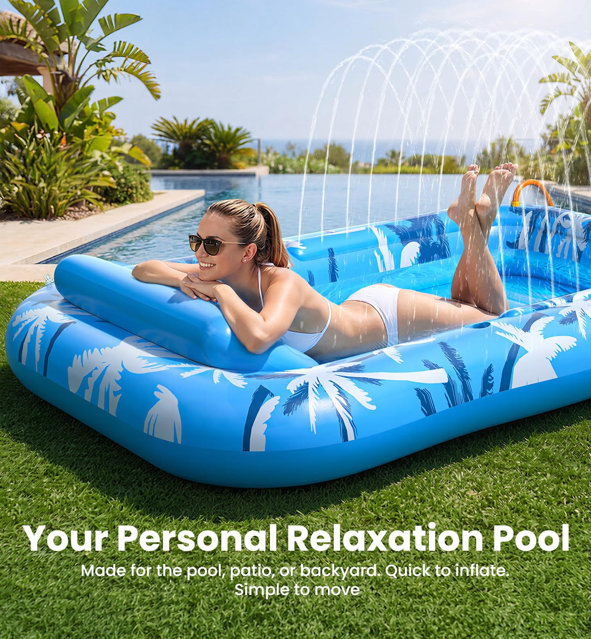 Dsquu float includes built-in cup holders for drinks within reach.