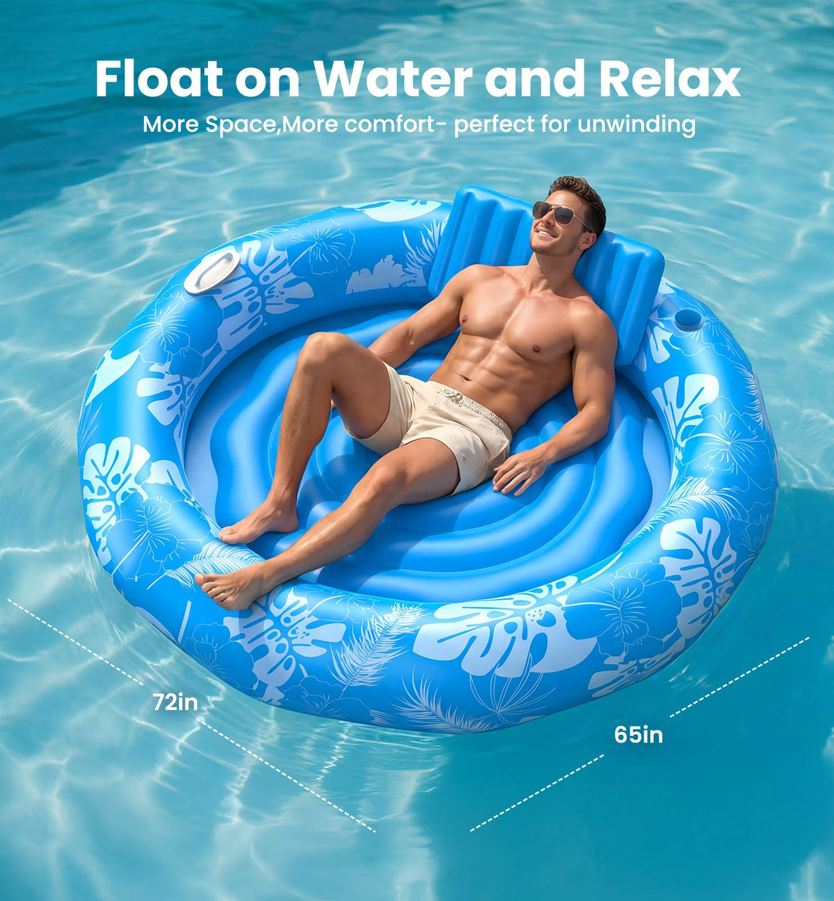 Dsquu pillow-round comfort enhances relaxation on the oversized round float.