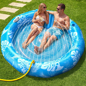 Dsquu pool lounger with sprinkler delivers a refreshing mist for sunny days.