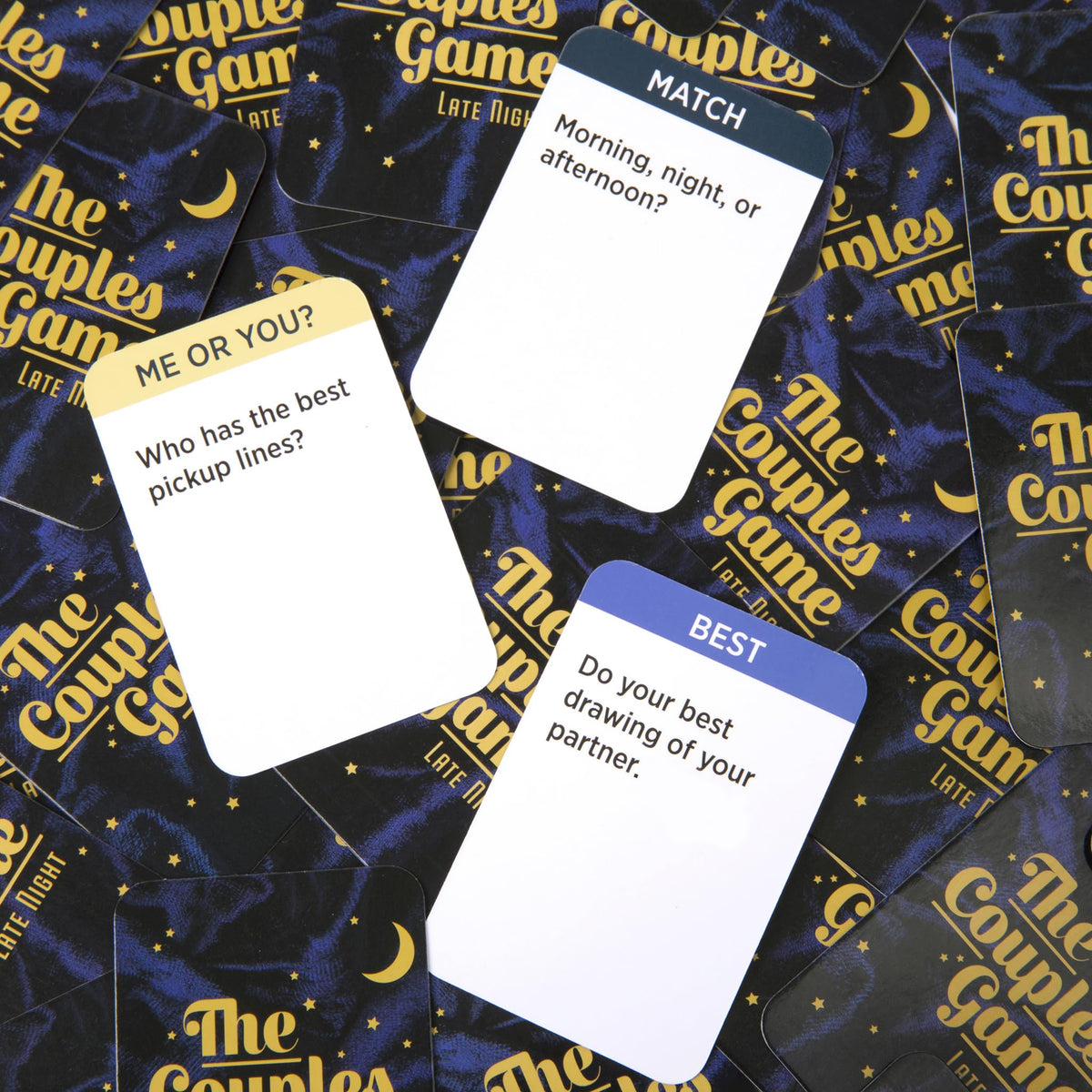 DSS Games The Couples Game Late Night cards fanned out, inviting flirty prompts and lively exchanges.