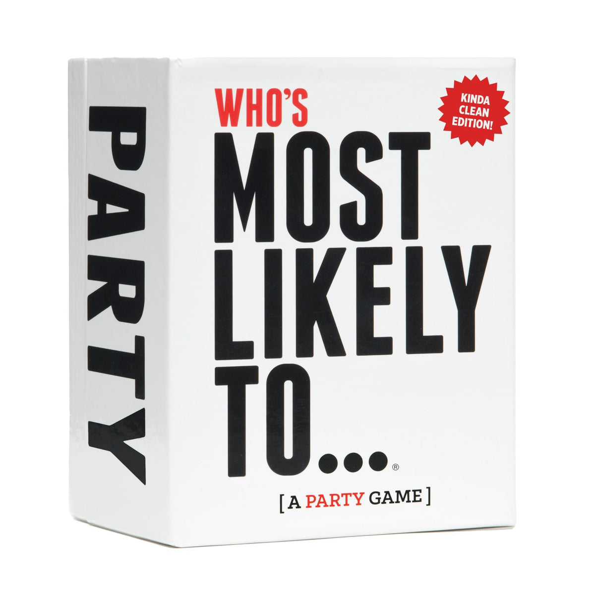 DSS Games Who's Most Likely To Kinda Clean cards spread for family game night fun.