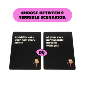 DSS Games card game in play sparking playful debates among friends.