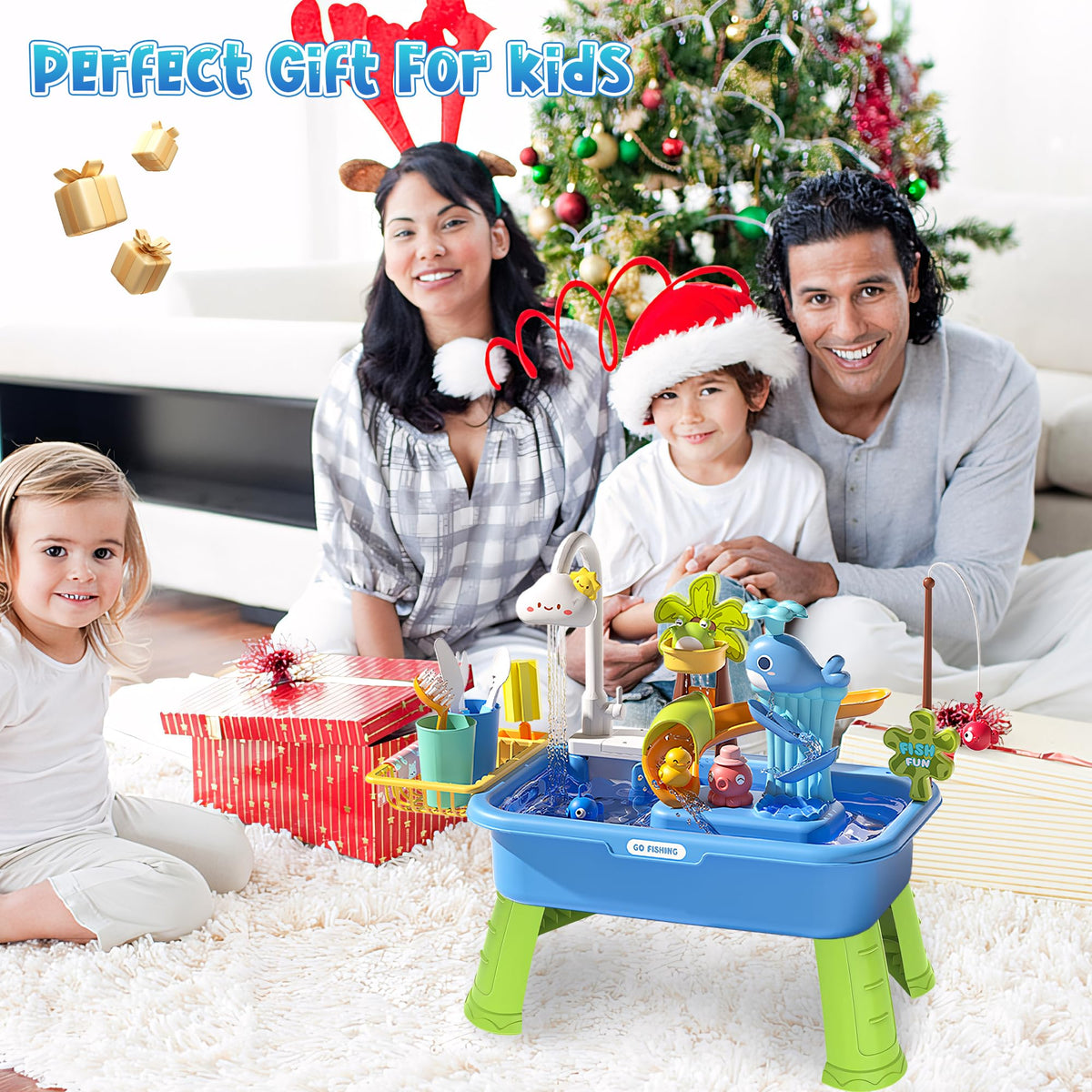 Dtadvlo compact water table fits table-top or floor play