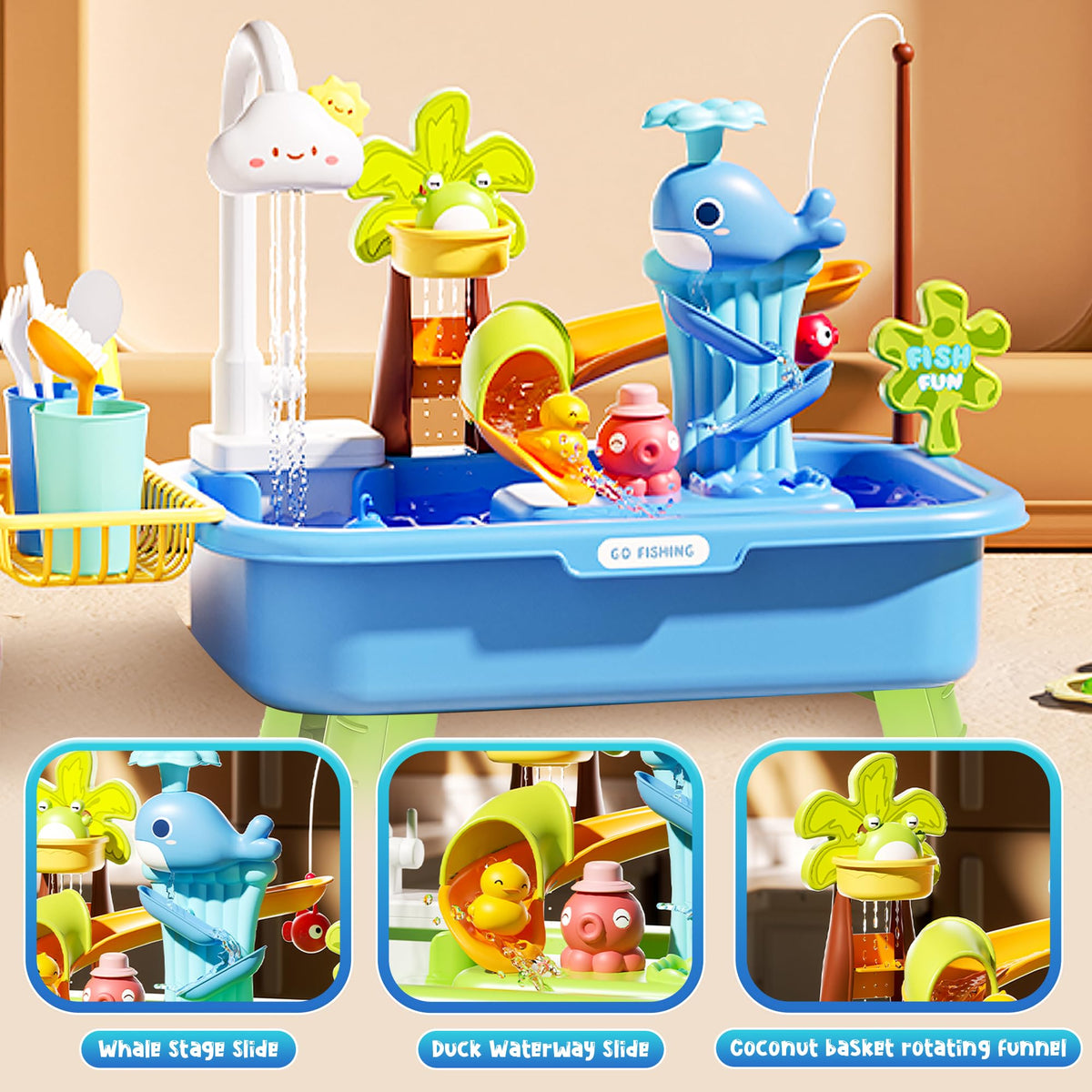 Dtadvlo fishing-tools set invites cooperative pretend fishing games