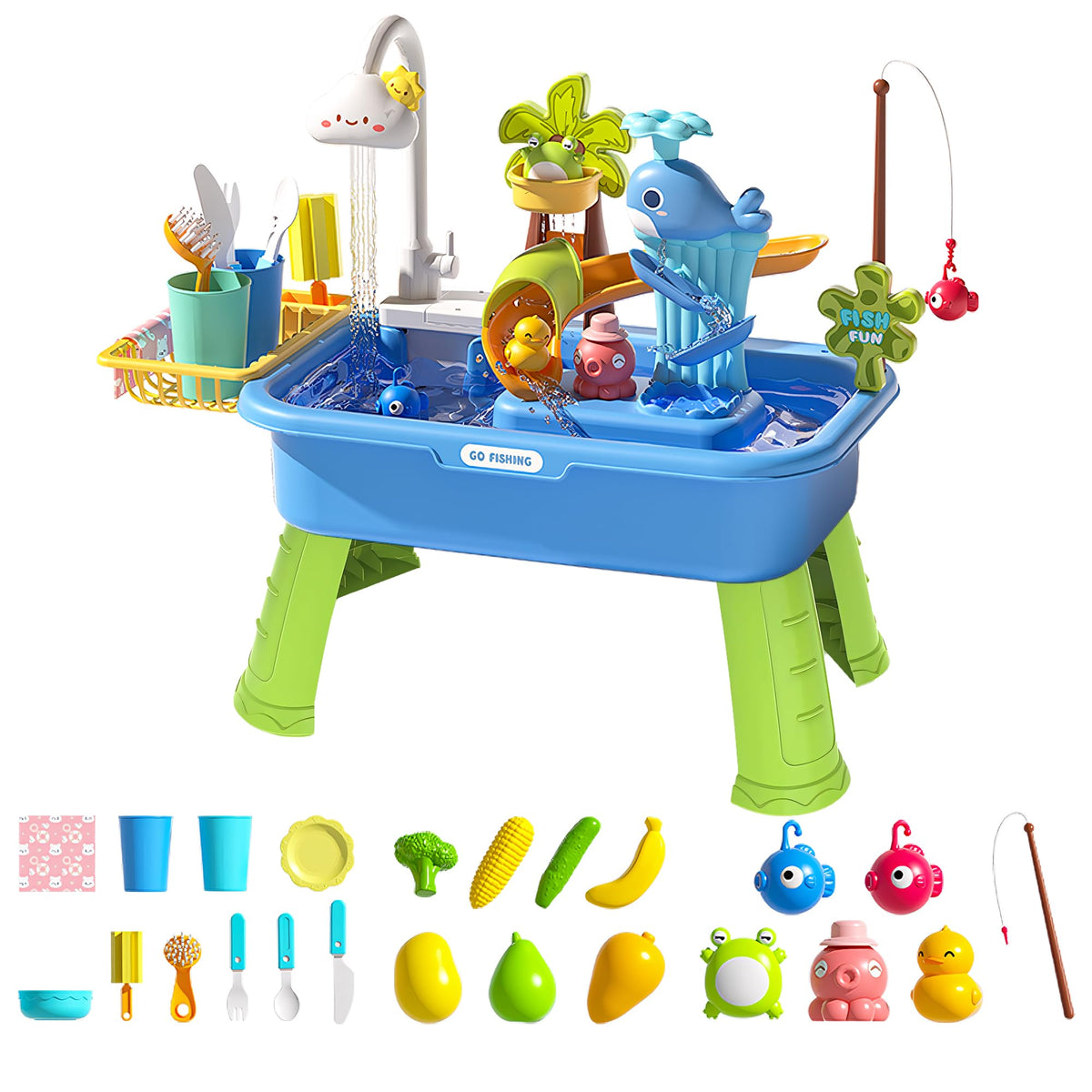 Dtadvlo upgraded water table with electric pump for engaging sensory play
