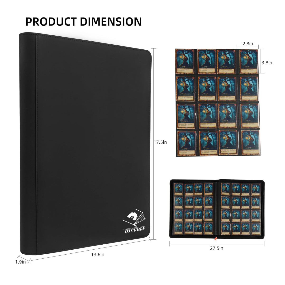 DTCGBIN zipper-secured album protects cards during transport