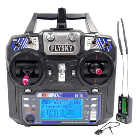 DTXMX FS-i6 transmitter front view showing ergonomic grip for precise control during flight.