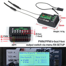 DTXMX FS-iA6B receiver antenna placement supports stable range