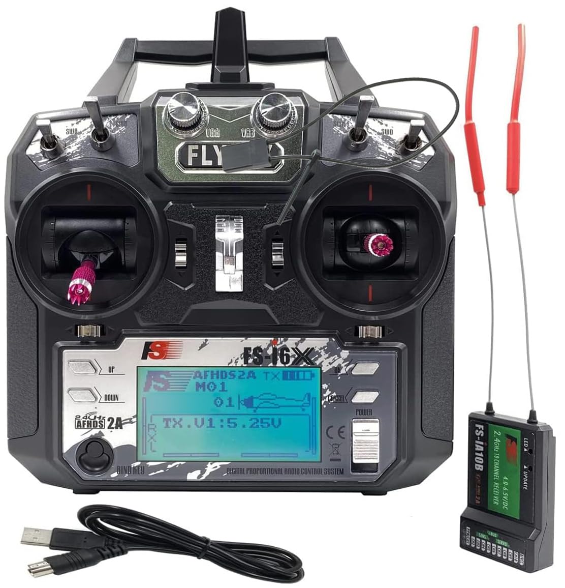 DTXMX FS-i6X transmitter with omni-antenna for stable signal.