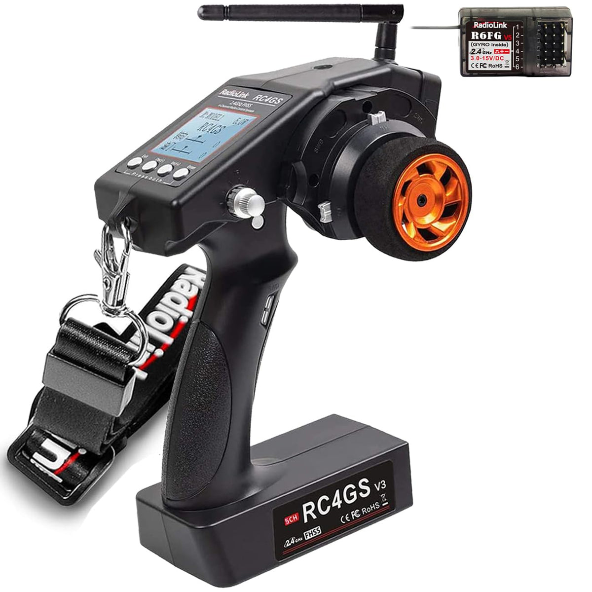 DTXMX RC4GS V3 front view shows sturdy transmitter design for precise control