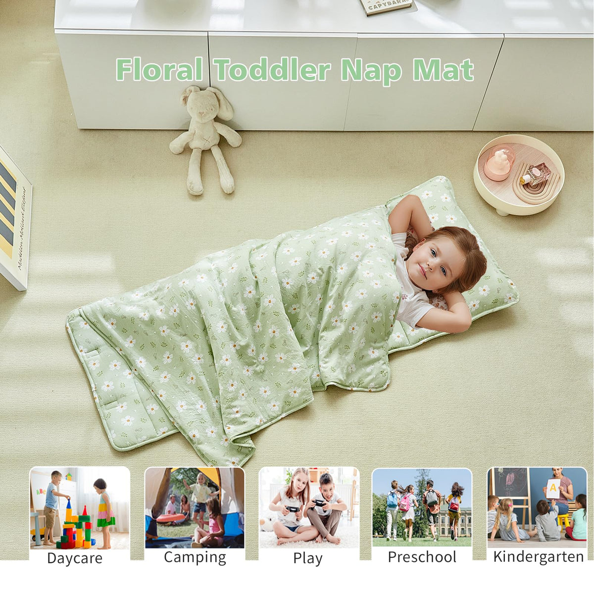 DuShow nap mat carry handle for quick carrying between daycare and home