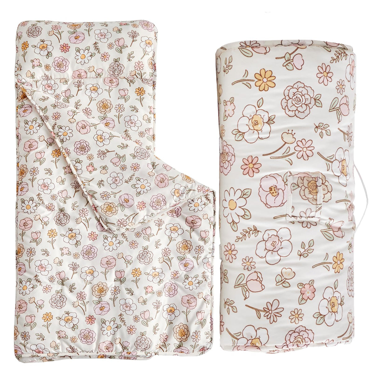 DuShow floral toddler nap mat with removable pillow for cozy naps