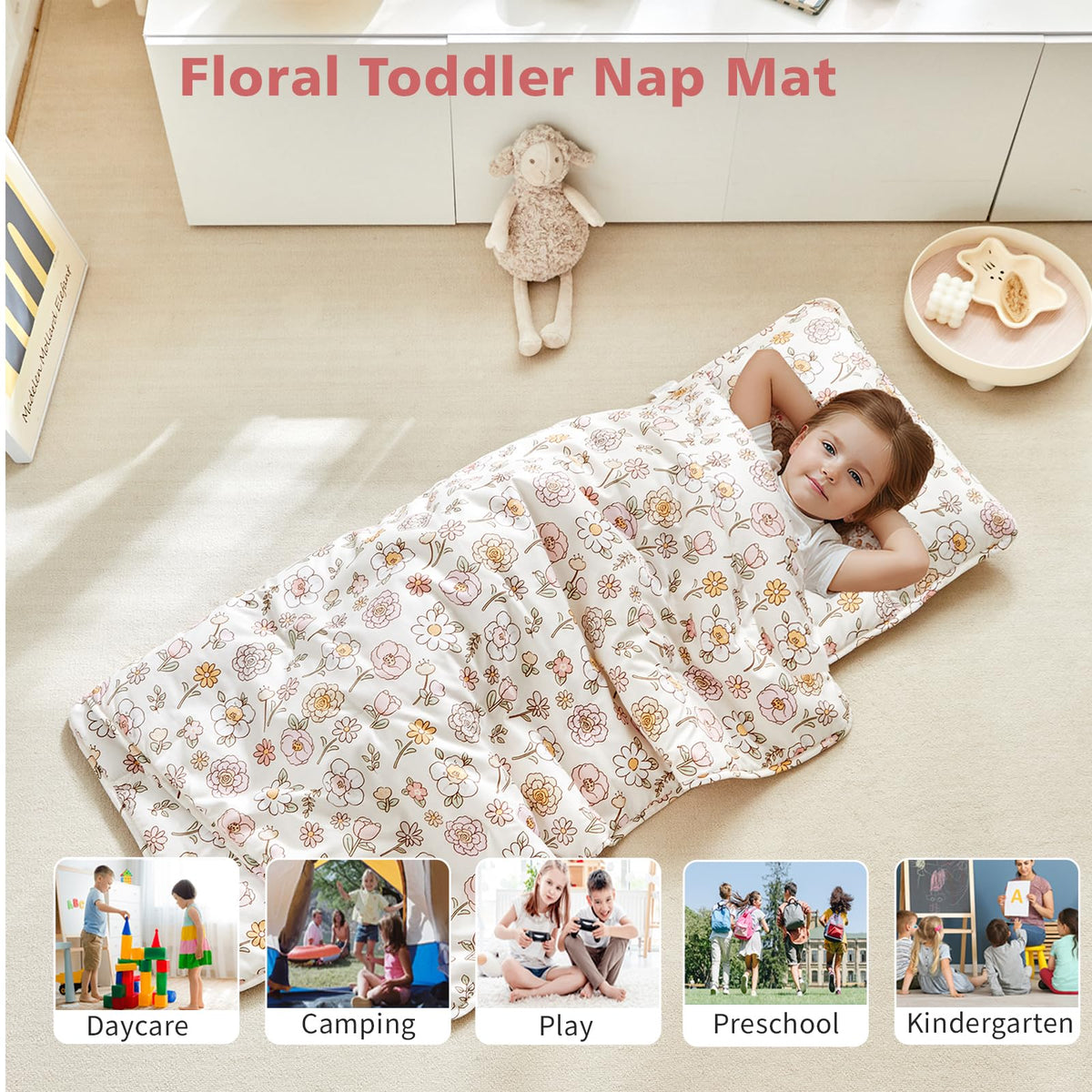 DuShow nap mat sized 53x21 inches for children aged 3–6