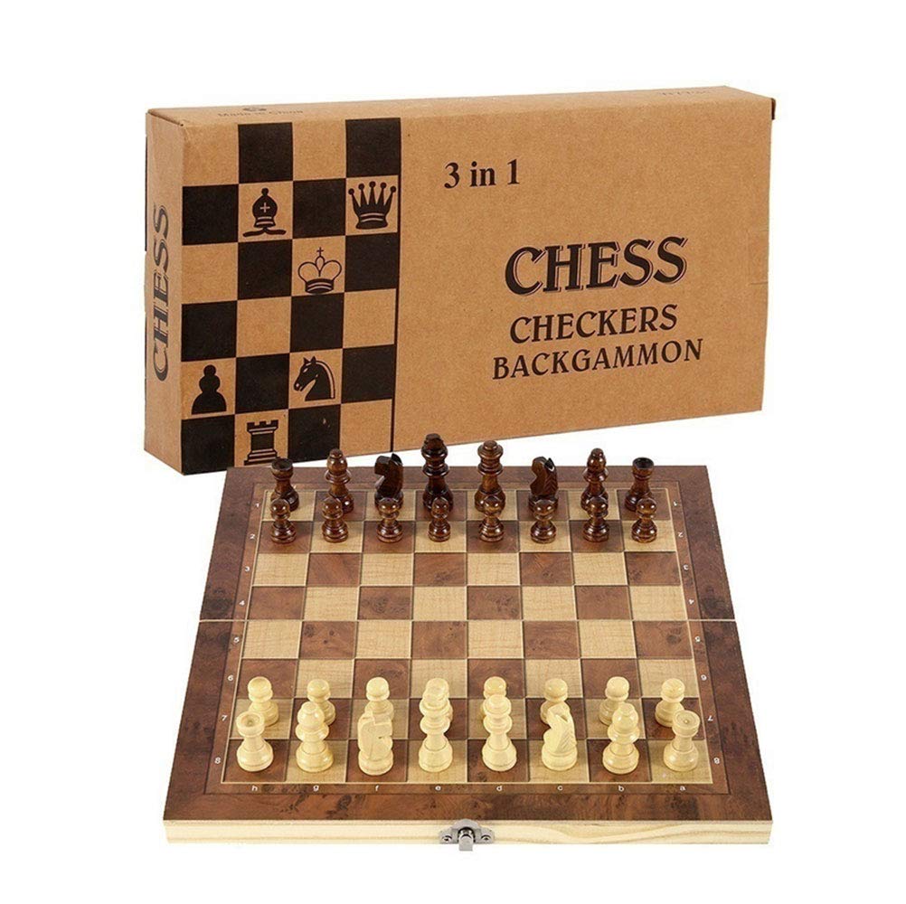 Dubstar 15-inch folding 3-in-1 chess board enables versatile family play with organized storage.