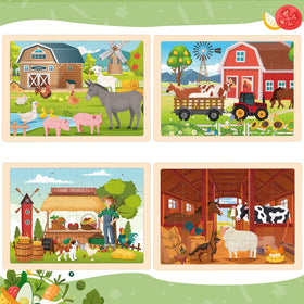Duchong 24-piece farm puzzles assembly image promotes problem solving and focus.