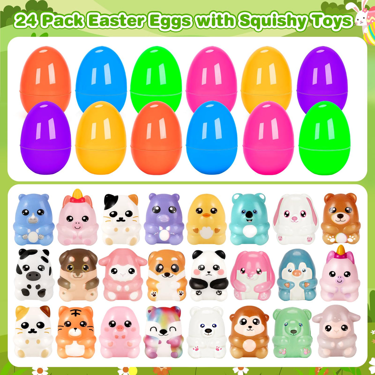 Duchong animal squishy toys in bright colors for kids' Easter baskets.