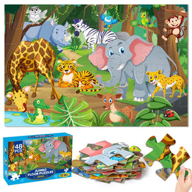 Duchong jumbo floor puzzle animal scene enhances concentration during family playtime.