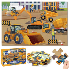 Duchong jumbo floor puzzle with vehicles—wide layout promotes focus and spatial awareness.