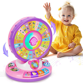 Duchong learning toy spins to reveal letters and animals for interactive play.