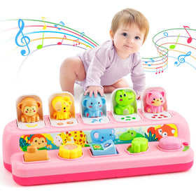 Duchong Pop Up Toy with animal sounds for engaging baby sensory play