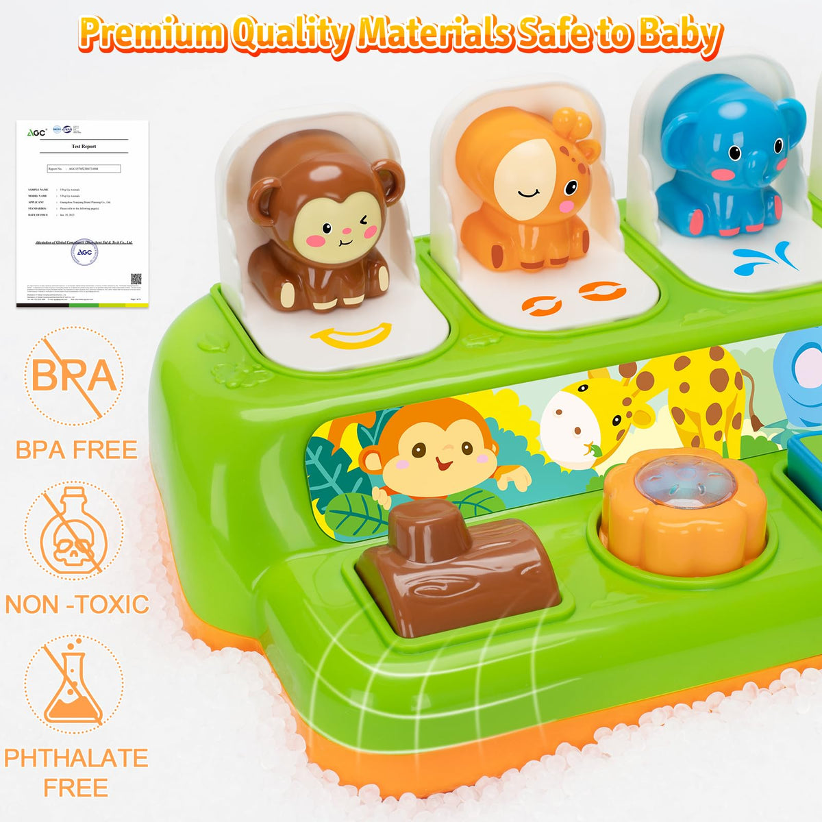 Lights and movement of Duchong Pop Up Toy aid visual tracking during play