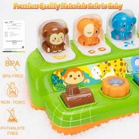 Lights and movement of Duchong Pop Up Toy aid visual tracking during play