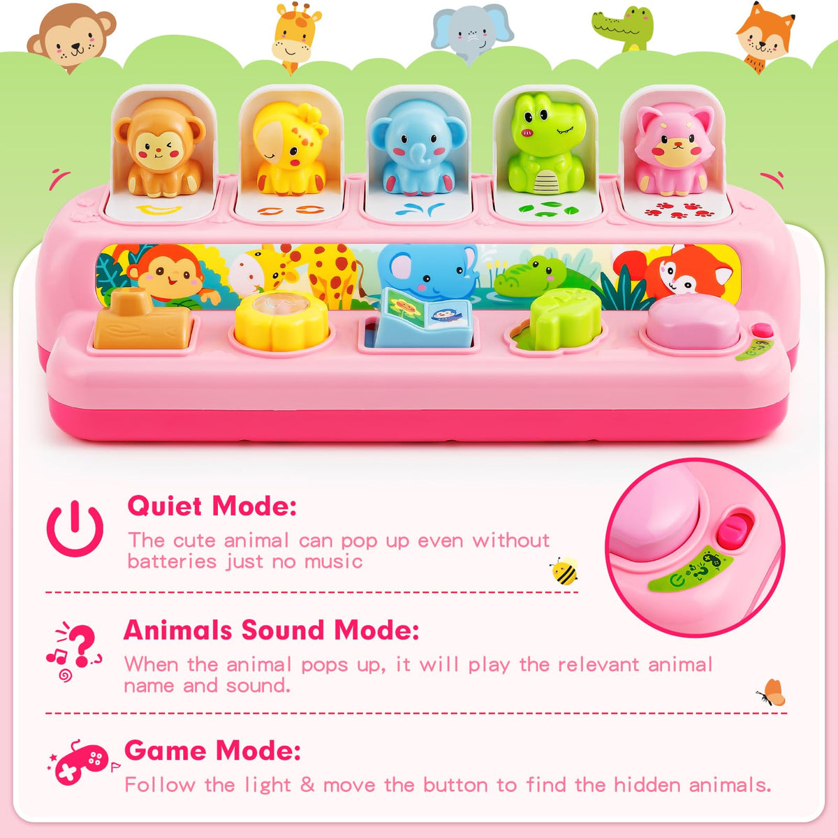 Duchong Pop Up Toy quiet mode plays softly without music