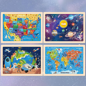 Duchong earth globe wooden puzzle for visual learning