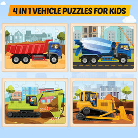 Duchong wooden puzzle bulldozer-assembly supports problem solving during construction play