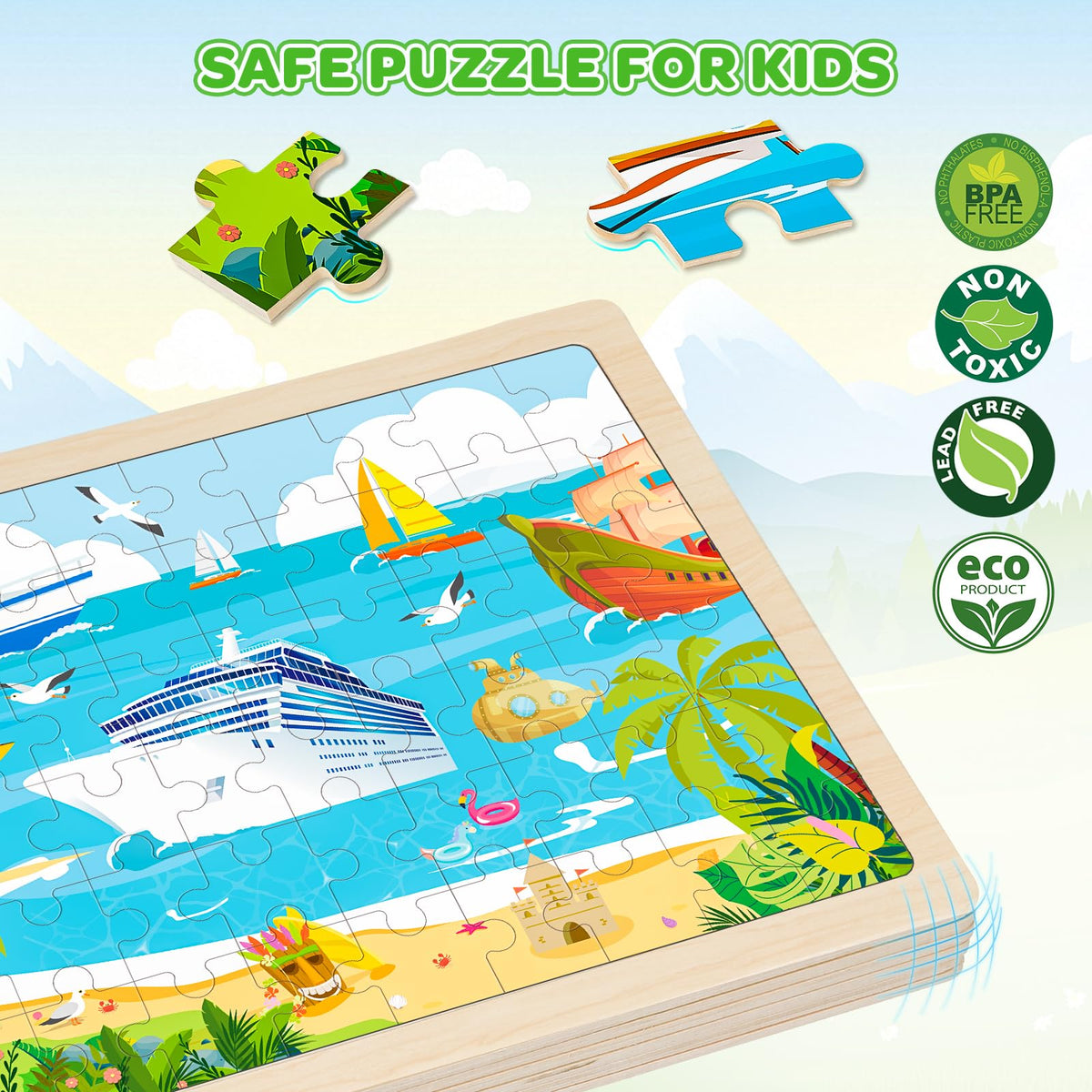 Duchong wooden puzzles bulldozer set strengthens hand-eye coordination.