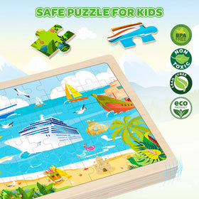 Duchong wooden puzzles bulldozer set strengthens hand-eye coordination.