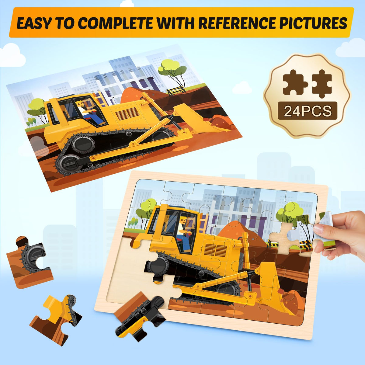 Duchong wooden puzzle cement-truck-assembly enhances fine motor skills through hands-on learning
