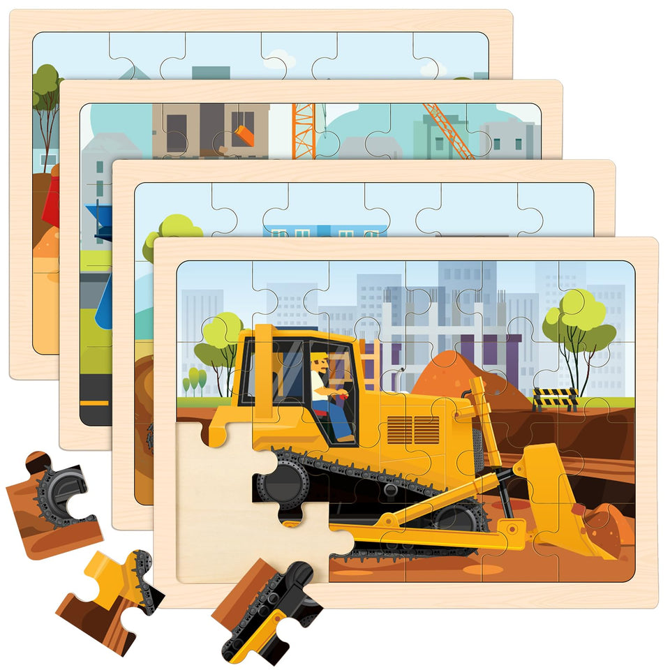 Duchong wooden puzzle excavator-assembly boosts hand-eye coordination in independent play