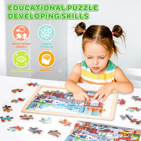Duchong wooden puzzles fire truck fosters imaginative play and reasoning.