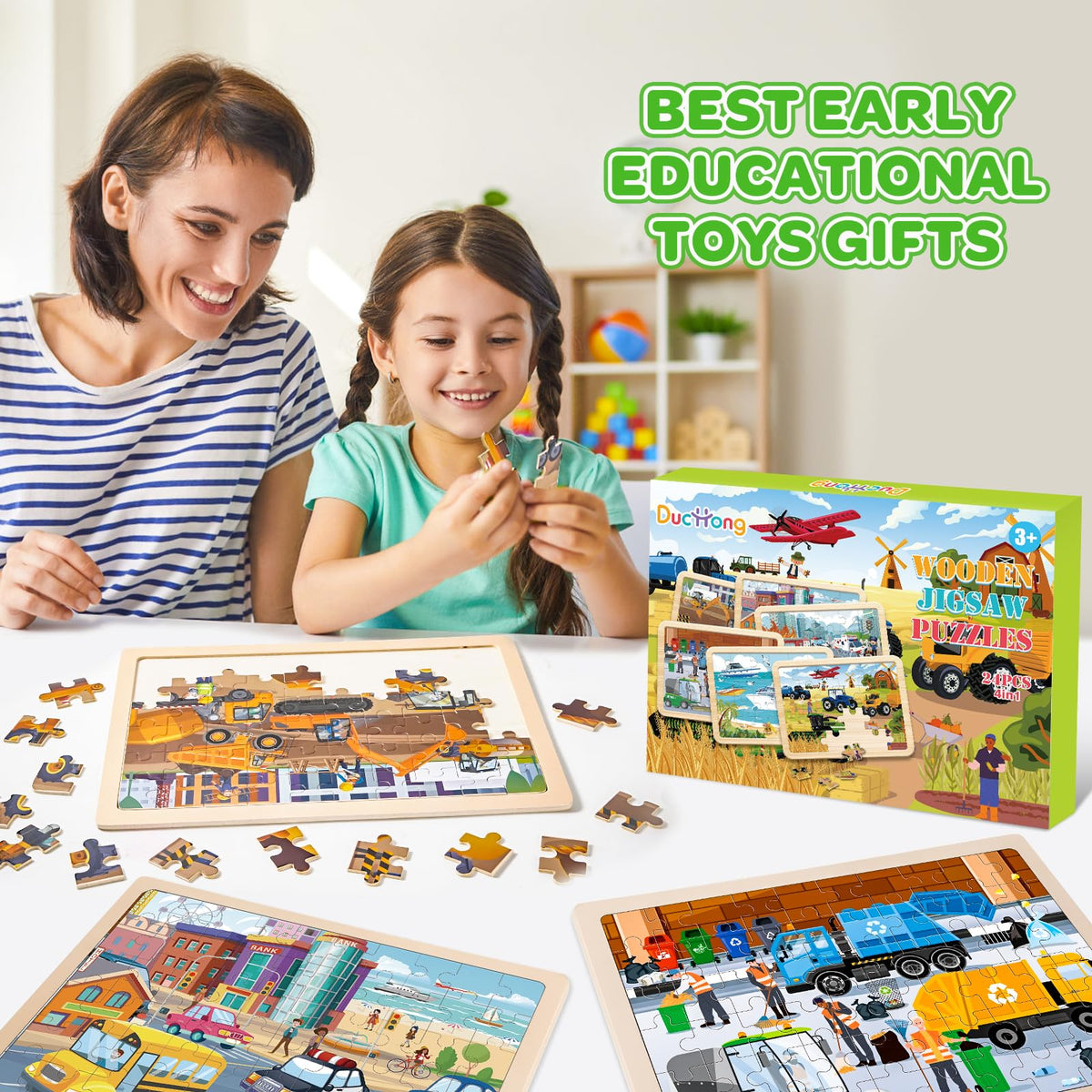 Duchong storage tray keeps puzzle play neat and organized.