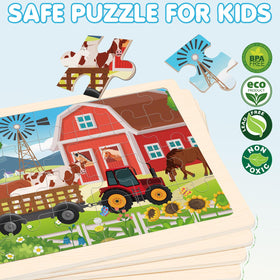 Duchong wooden storage tray for puzzles keeps pieces organized between play sessions.