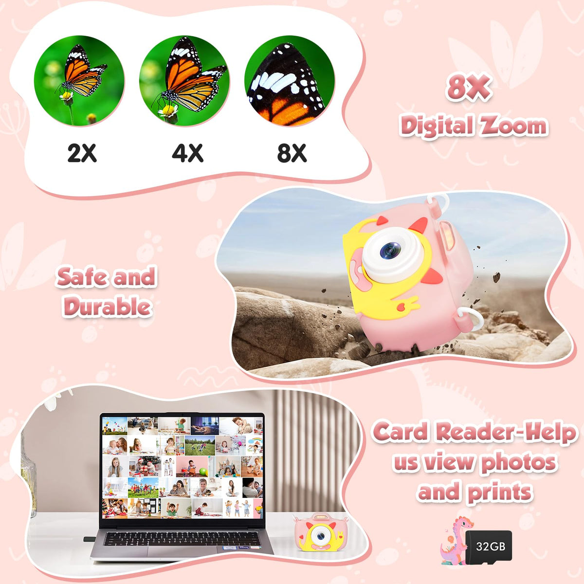 Duckart kids camera creative features inspire imaginative play and learning.