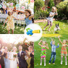 Duckura five-wand spinning system creates abundant bubbles for outdoor play