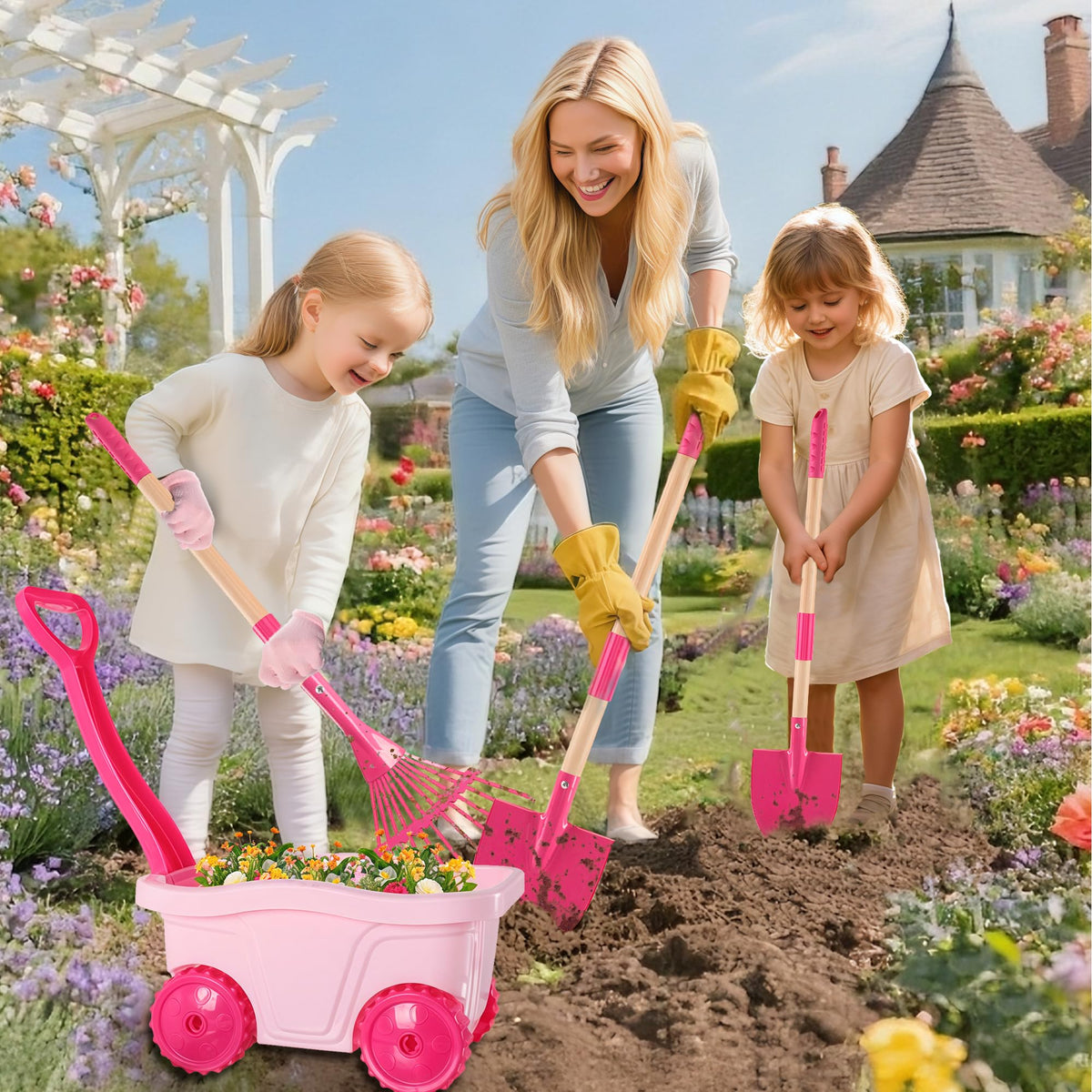 Duckura kids rake, sturdy tool for outdoor cleanup and imaginative play.