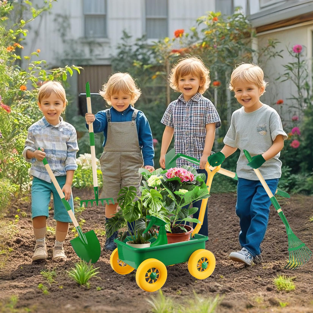 Duckura leaf rake and hoe; perfect for cleanup and garden tasks.