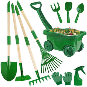 Duckura Kids Gardening Tools Set assembled for family gardening fun and easy storage.