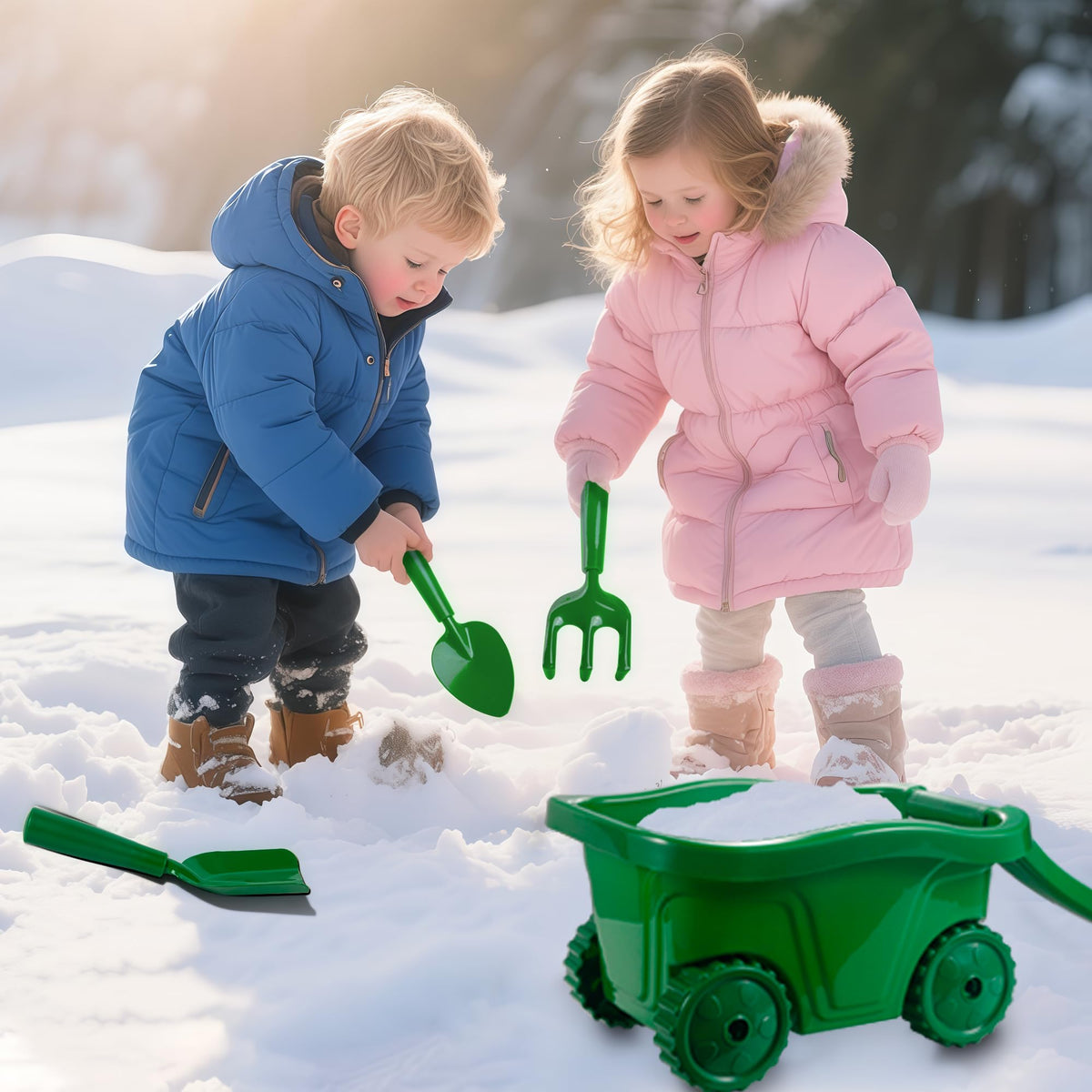 Duckura Kids hand shovel in green, supports small digging and playtime