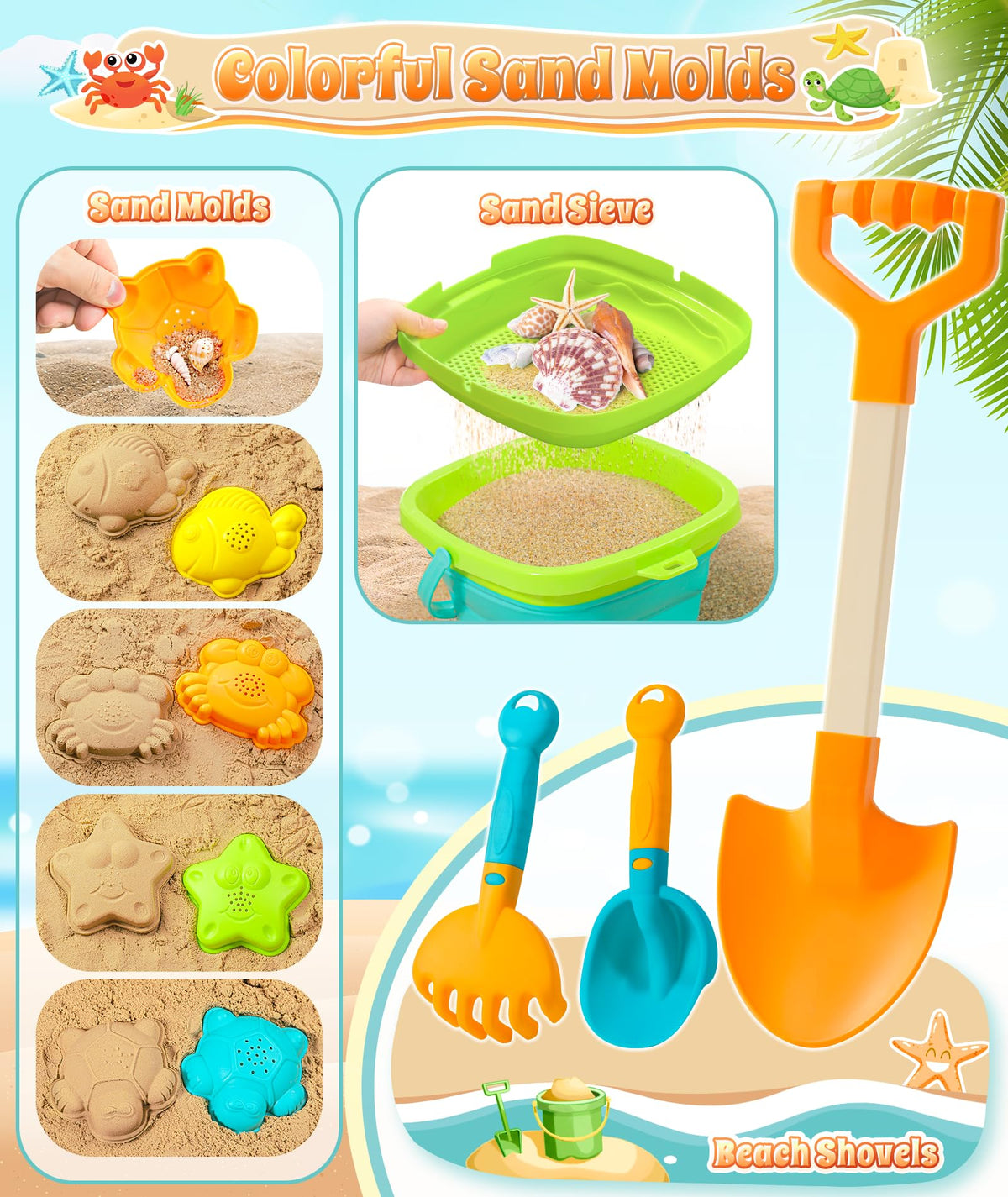 DUDUCOFU detachable rake for creative sand patterns.